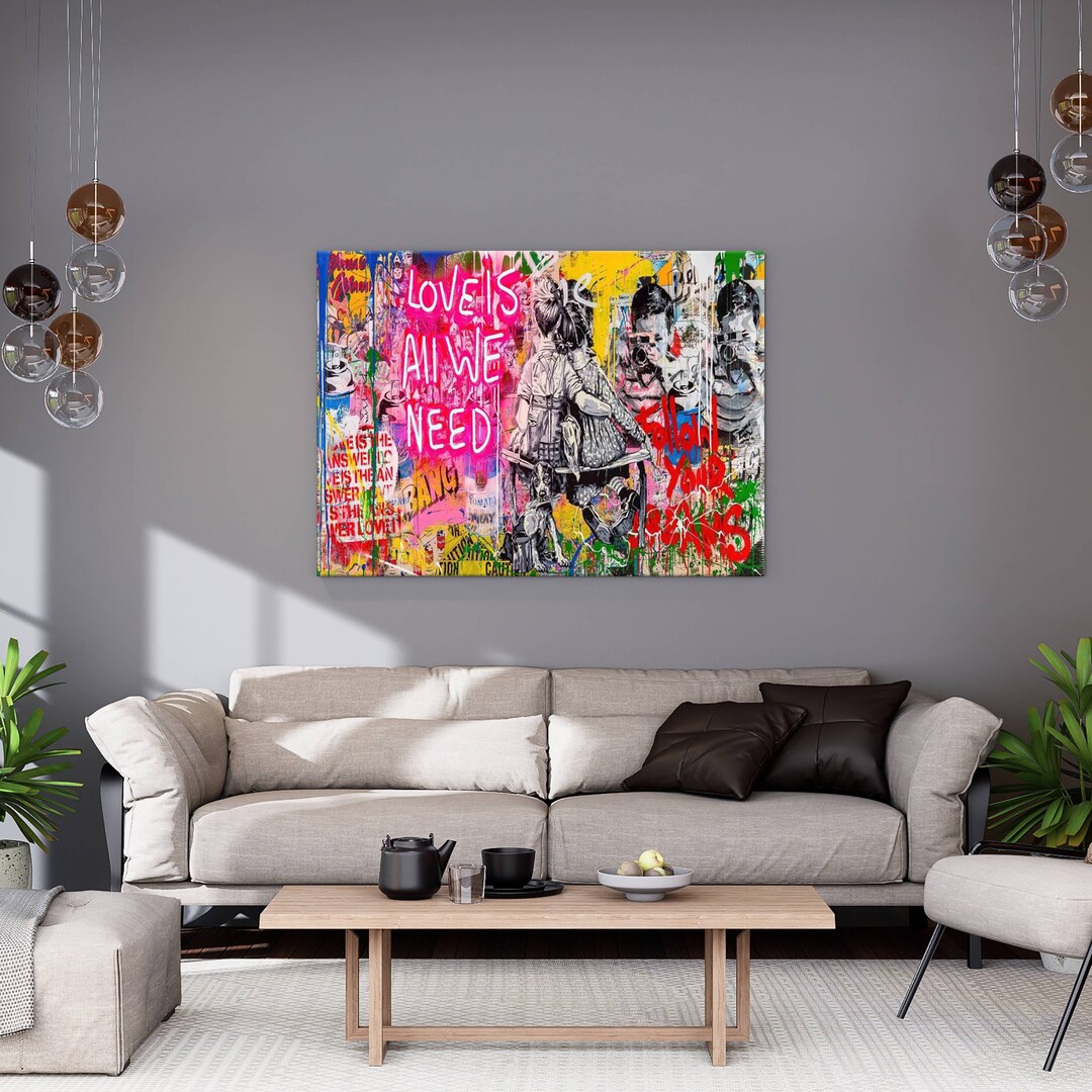 Banksy Love is All We Need Wall Art Street Graffiti Giclee Etsy