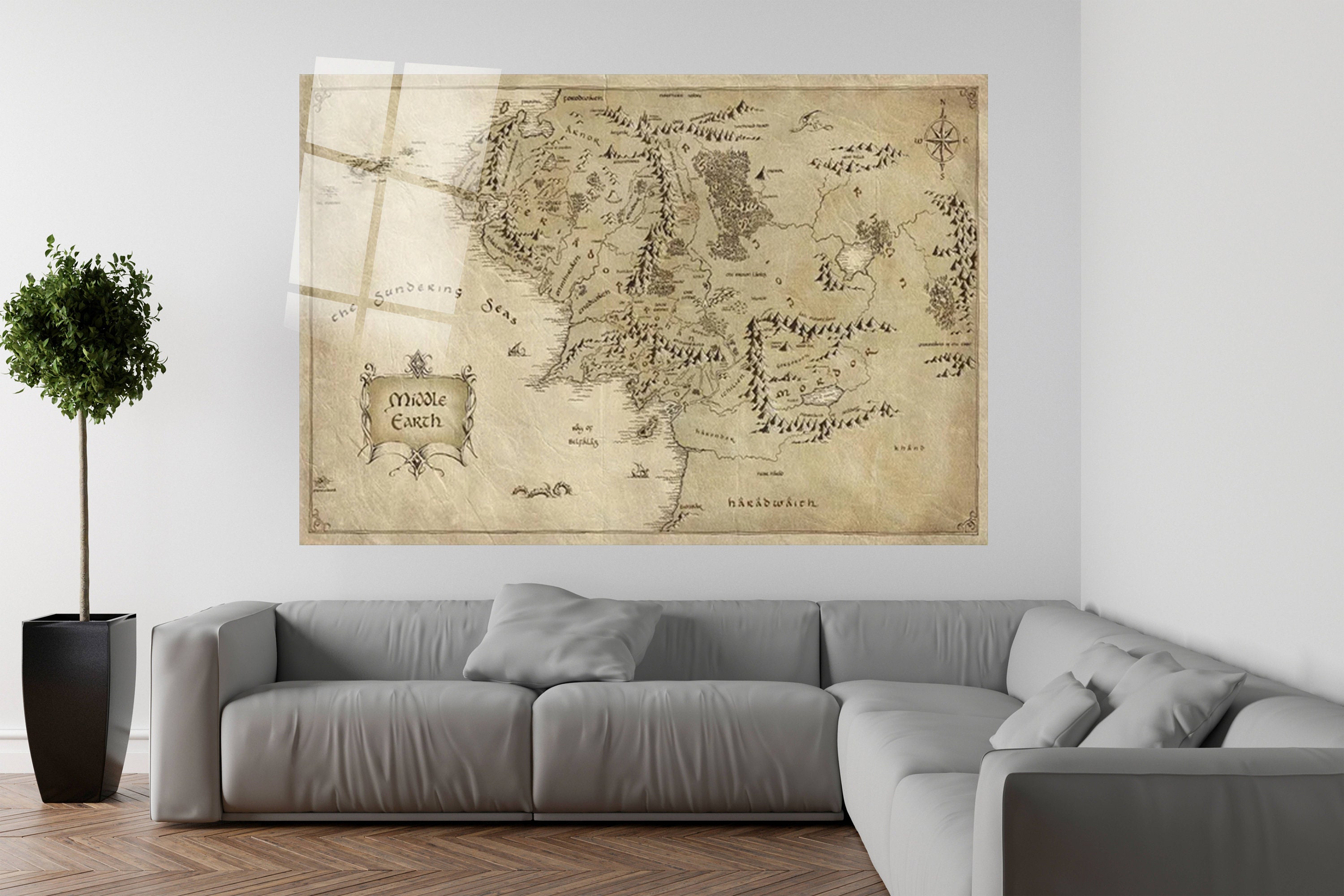 Tapisserie Murale LOTR - Carte De La Terre Du Milieu - 101,6 X 152,4 Cm, Polyester