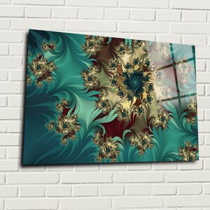Fractal Wall Art, Giclee Prints Abstract Wall Decor, Abstract Extra Large Canvas Wall Art, Tempered Glass Wall Art