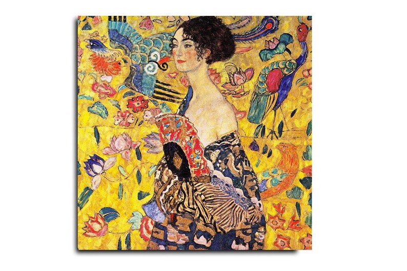 Gustav Klimt Lady With Fan, Mid Century Modern Wall Art, Extra Large