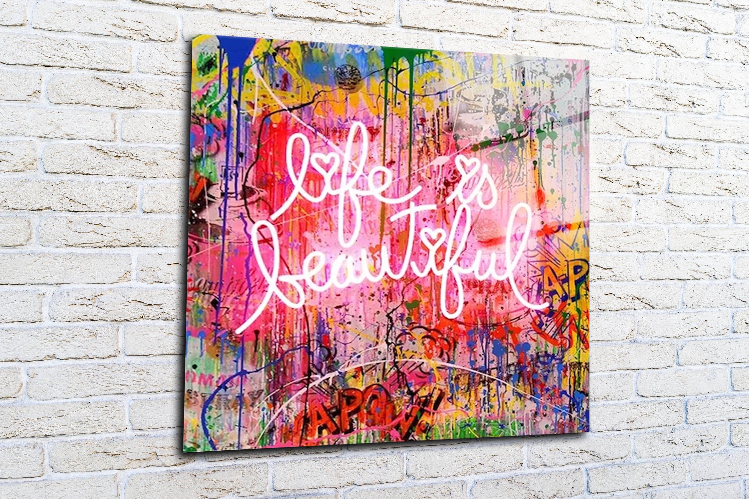 Life is Beautiful Wall Art, Banksy Wall Art, Graffiti Street