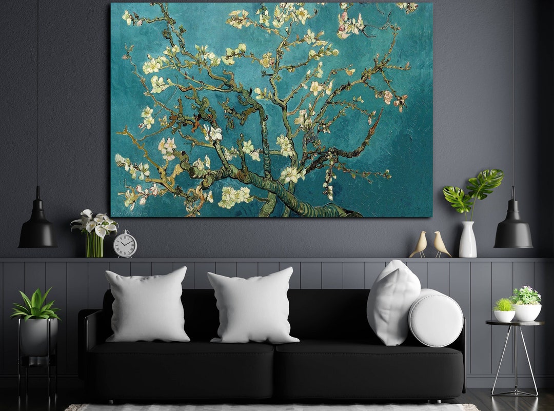 Wall Art 70cmx100cm Van Gogh Almond Blossom White Frame Canvas main image 0