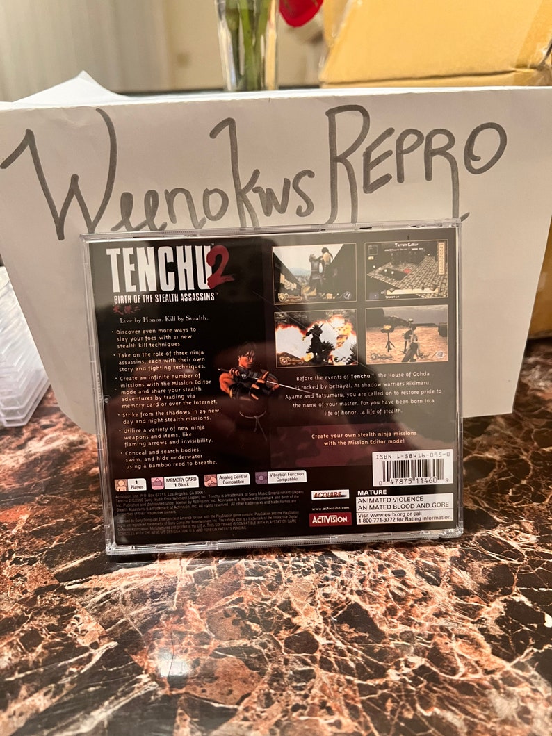 Tenchu 2 Birth of the Stealth Assassins REPRODUCTION CASE No Disc! Ps1 ...