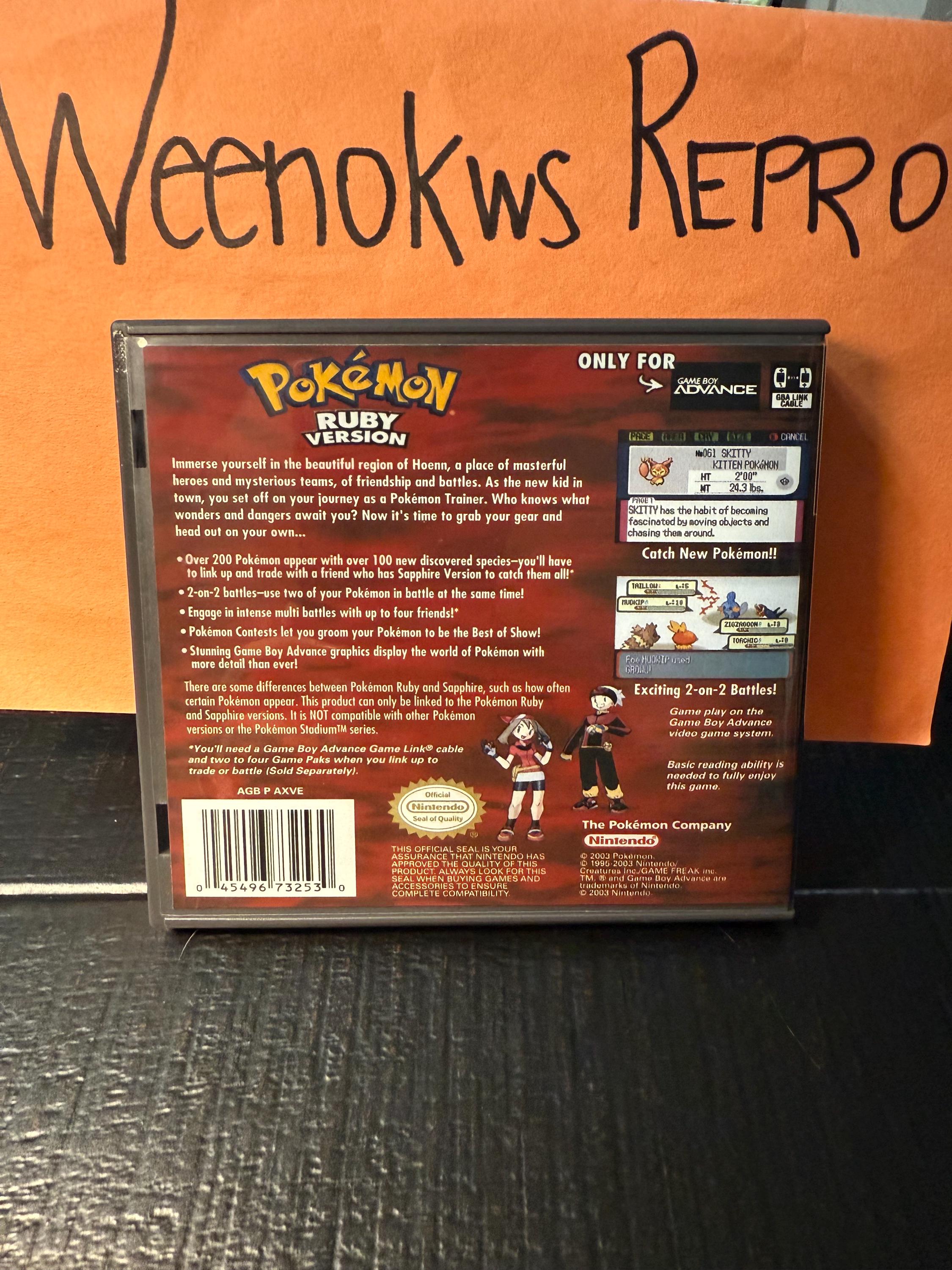Pokémon Pokemon Ruby Version REPRODUCTION CASE No Game! Nintendo ...