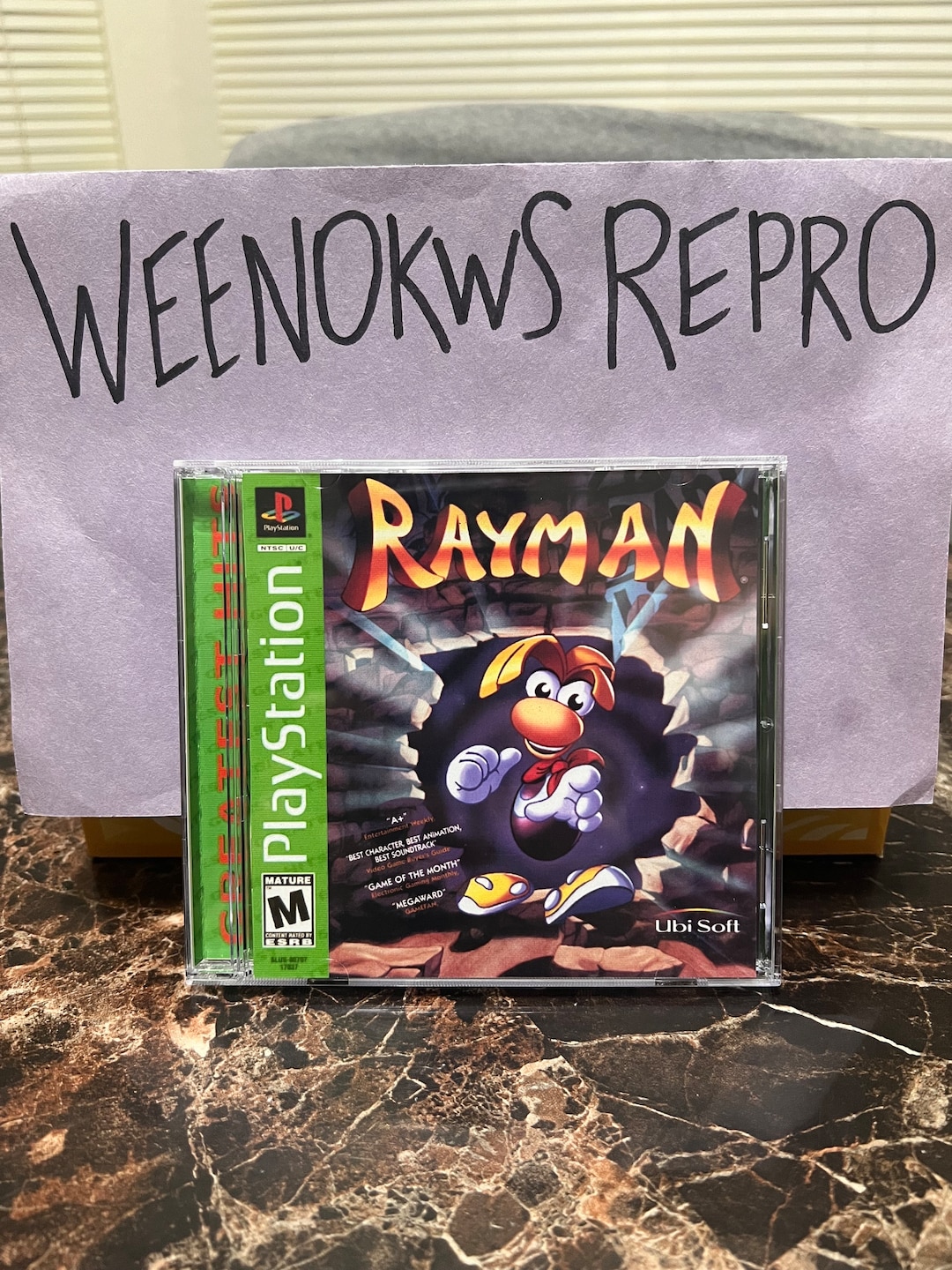 Rayman 1 Greatest Hits Version REPRODUCTION CASE No Disc Ps1 Rayman 1 Greatest Hits Version REPRODUCTION CASE No Disc Ps1