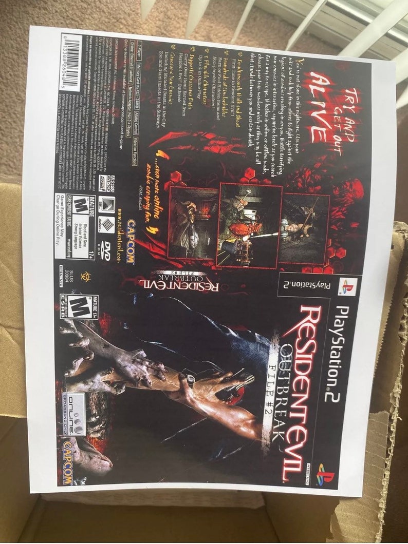 Resident Evil Outbreak File 2 REPRODUCTION ART Only No Disc - Etsy