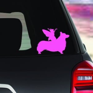 Fairy and Corgi Silhouette Decal: Add a Touch of Fantasy to Your Car, Laptop, Water Bottle, etc.  Choice of Colors & Free Shipping