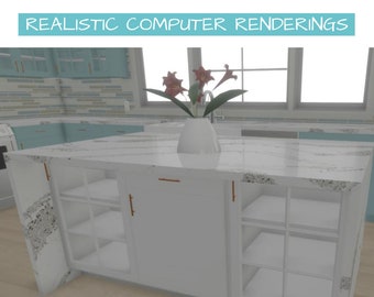Kitchen Island Design, Kitchen 3D Rendering, 3D Architectural Rendering, Realistic Visualization Rendering, Custom Rendering Services