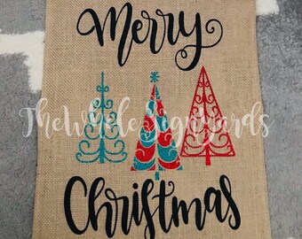 Burlap Garden Flag 12&quot; x 18&quot; Merry Christmas Garden Flag