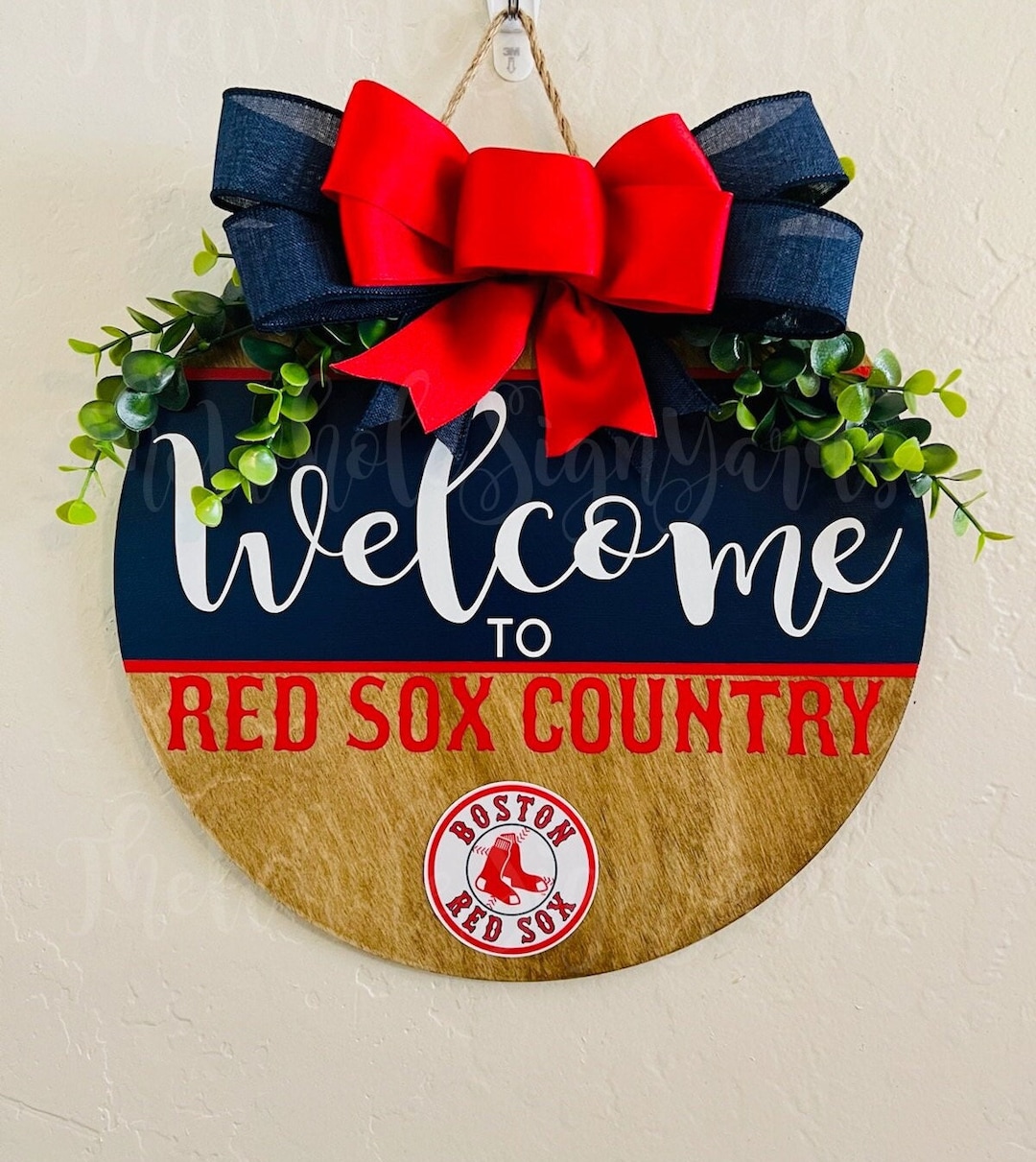 12 Boston Red Sox Wood Round Door Sign to Our Home MLB Front