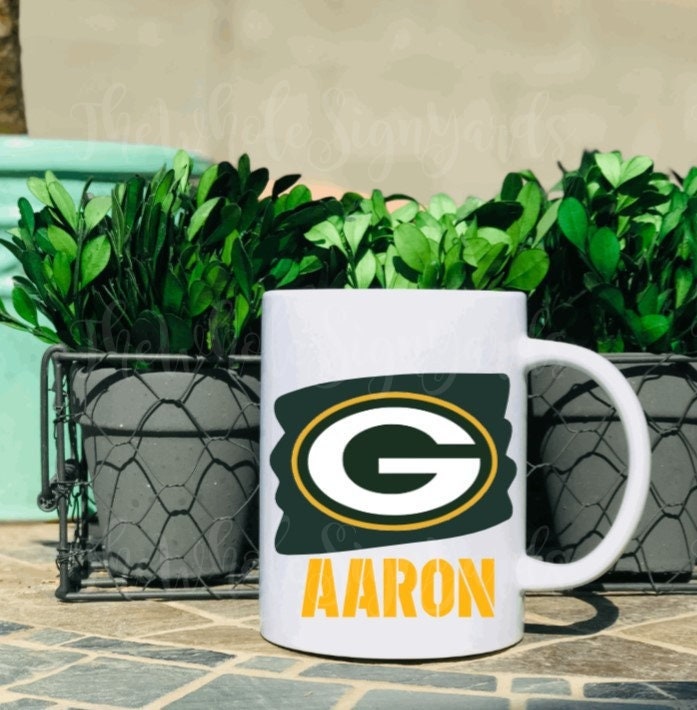 Greenbay Packers mug NFL mug customizable mug 15 oz mug football mug unique gifts super bowl champions Aaron Jones Aaron Rogers personalized