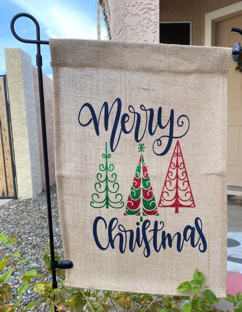 Bandera del Jardín de Arpillera 12 x 18 Feliz | Etsy