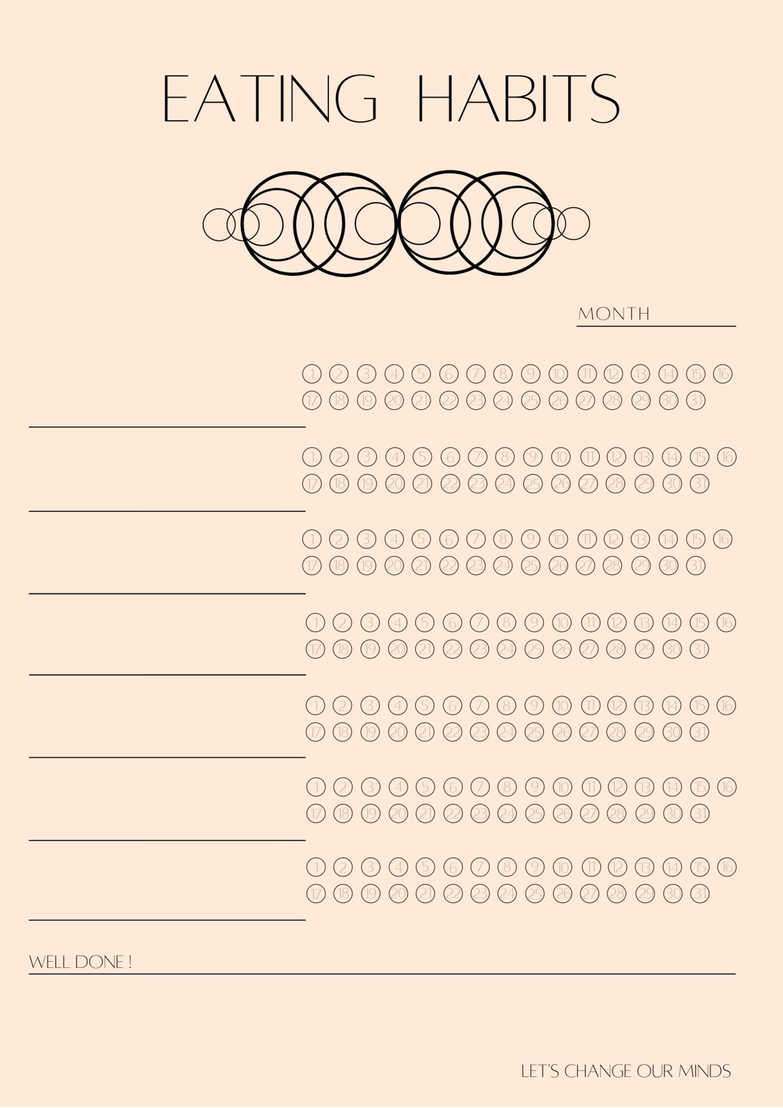 Eating Habits / Habit Tracker / Digital Download / Conscious Etsy