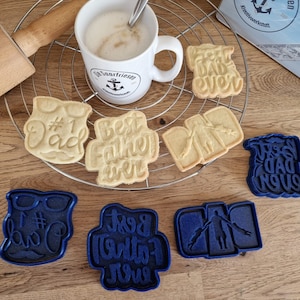 Father&#39;s Day Cookie Cutter Set -Cookie Cutters Cookie Stamps for Fathers Day Clay Stamps Cookie Cutters Baking Supplies Cookie Cutters Fondant Stamps
