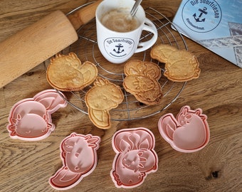 Axolotl Cookie Cutter Set - Keksausstecher - Claycutter - für Fondant - für Fimo - für Keramik - Backzubehör - Kekse backen - Keksstempel