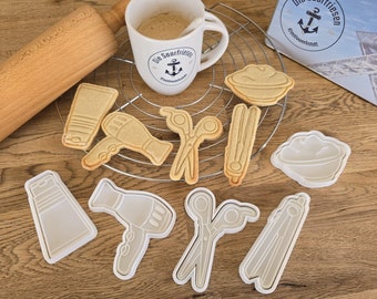 Friseur Cookie Cutter Set - Keksausstecher Friseursalon - Claycutter - für Fondant - für Fimo - für Keramik - Backzubehör