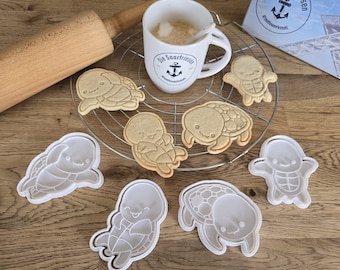 Turtle Cookie Cutter Set - Cookie cutter with Freddy the Turtle - Clay cutter - for fondant - for Fimo - for ceramics - Baking accessories