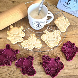 Halloween Bienen Cookie Cutter 4er Set: Hallobeen - Bienen Ausstechform und Stempel, auch für Fondant, Fimo und Kaltkeramik als Claycutter