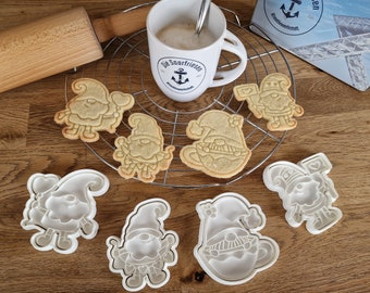 Nisse the Gnome Cookie Cutter Set - Cookie Cutter - Christmas Gnome Christmas Cookie Cutter - Cookie Stamp Fondant Garden Gnome Ceramic