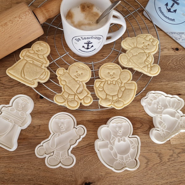 Lebkuchenmänner Cookie Cutter Set: Lebkuchenfamilie Gingerbreadman Weihnachtsbäckerei Weihnachten Keksausstecher Keksstempel Backzubehör