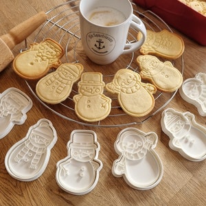 Snowmen Cookie Cutter Set - with 6 snowmen, cookie cutter set Snowman Christmas cookie cutter, cookie stamp cookie cutter