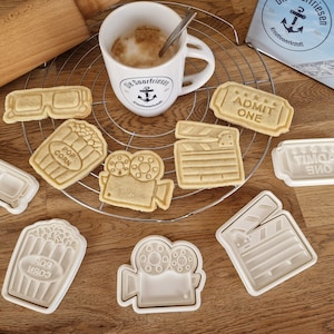 Cinema Cookie Cutter Set: Popcorn Film Clapperboard Cinema Ticket Camera 3D Glasses - Cinema Cinema Feeling Cookie Cutter Film Film Snacks Cookie Stamp
