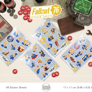 Fallout Stickers Vault Boy – 4 Plaquettes 11 Autocollants Émotionnels, Gamer, Handmade, Résistants Eau | Prime video Fallout | .HKstudio