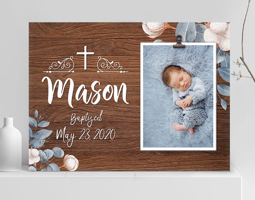 Baptism picture frame for boy Baptism personalized frame Etsy