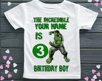 Personalised inspired The Hulk T-SHIRT Kids Birthday