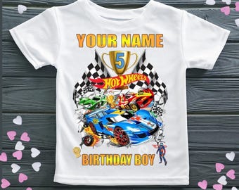personalised hot wheels t-shirt birthday