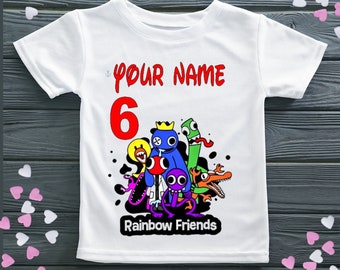 rainbow friends personalised birthday  t-shirt name and age