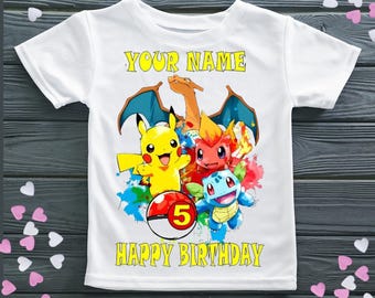 Pokemon Birthday  Pikachu T-shirt, , Custom Birthday Boy /GIRL T Shirt