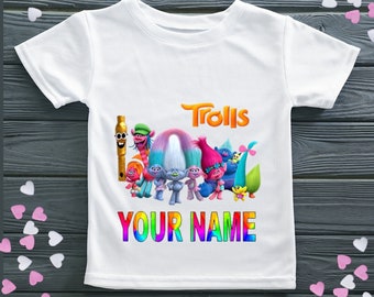inspired trolls personalised birthday t-shirt