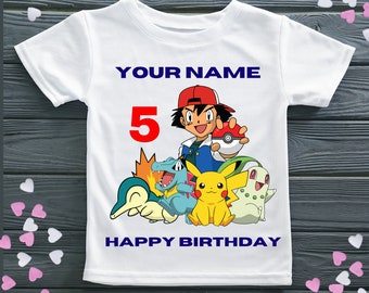 Personalised Pokemon Birthday T-Shirt