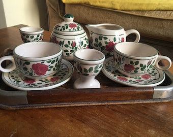 Tasses et soucoupes à petit déjeuner en porcelaine vintage France