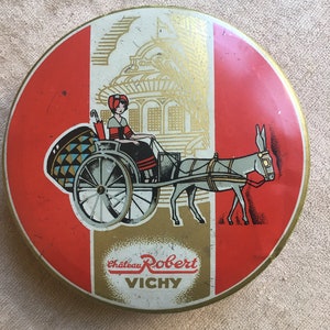 Boîte publicitaire en fer Vintage marque Vichy Château Robert France