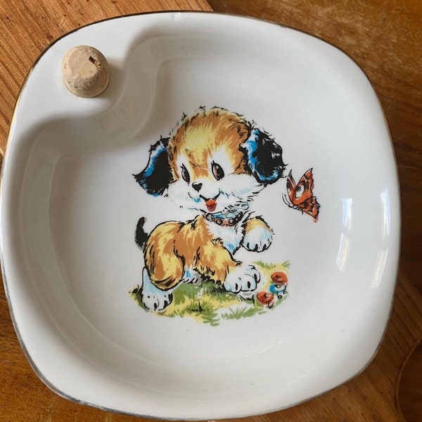 Assiette à bouillie chauffante en véritable porcelaine vintage