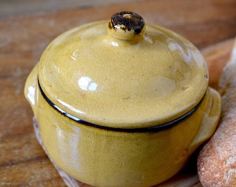 Pot à foie gras ancien terre cuite vernissée vintage français