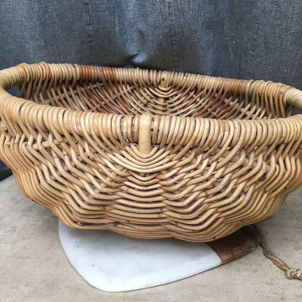 Panier en osier vintage campagne chic