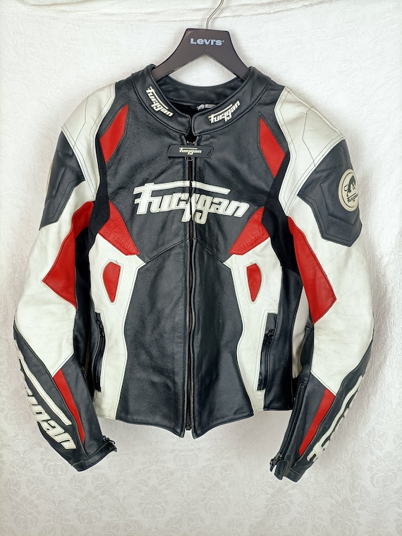 Vintage Furygan Leather Motorcycle Race Jacket L Etsy
