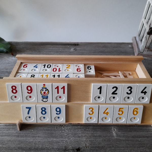 New wooden rummy board game (plastic tile),rummikub, handmade, logic game, strategic game