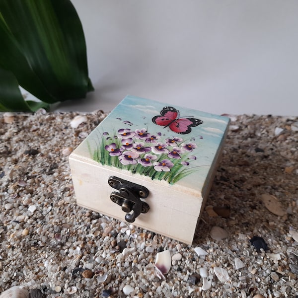 Handgemalt, Handgemalt, Holzbox, Schmuckbox, Schmuck aufbewahrung, Geschenk für Frauen, Individuelle Malerei (mit Blume)