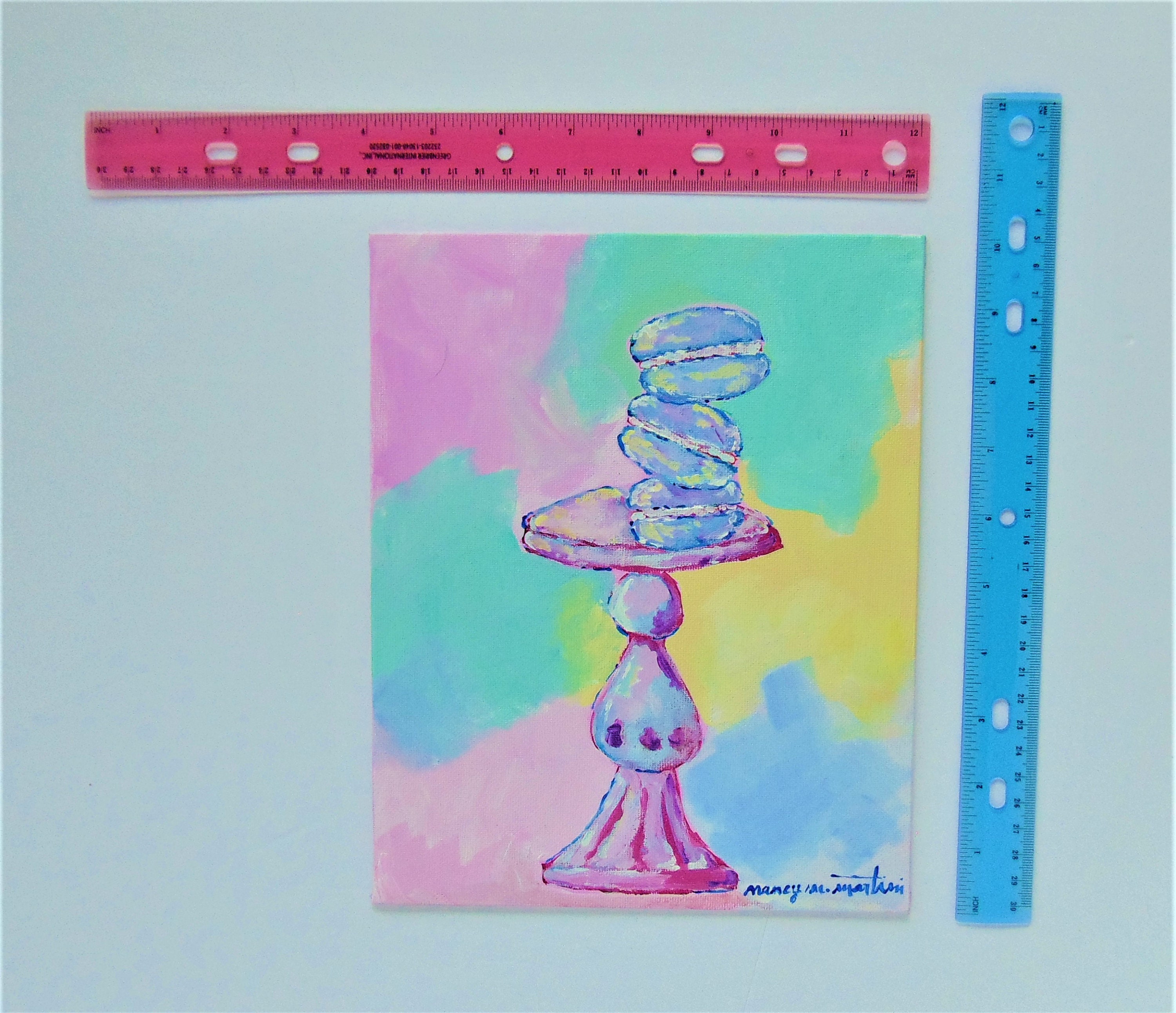 Pintura de macarrones sobre arte original pedestal // Abracandelabra