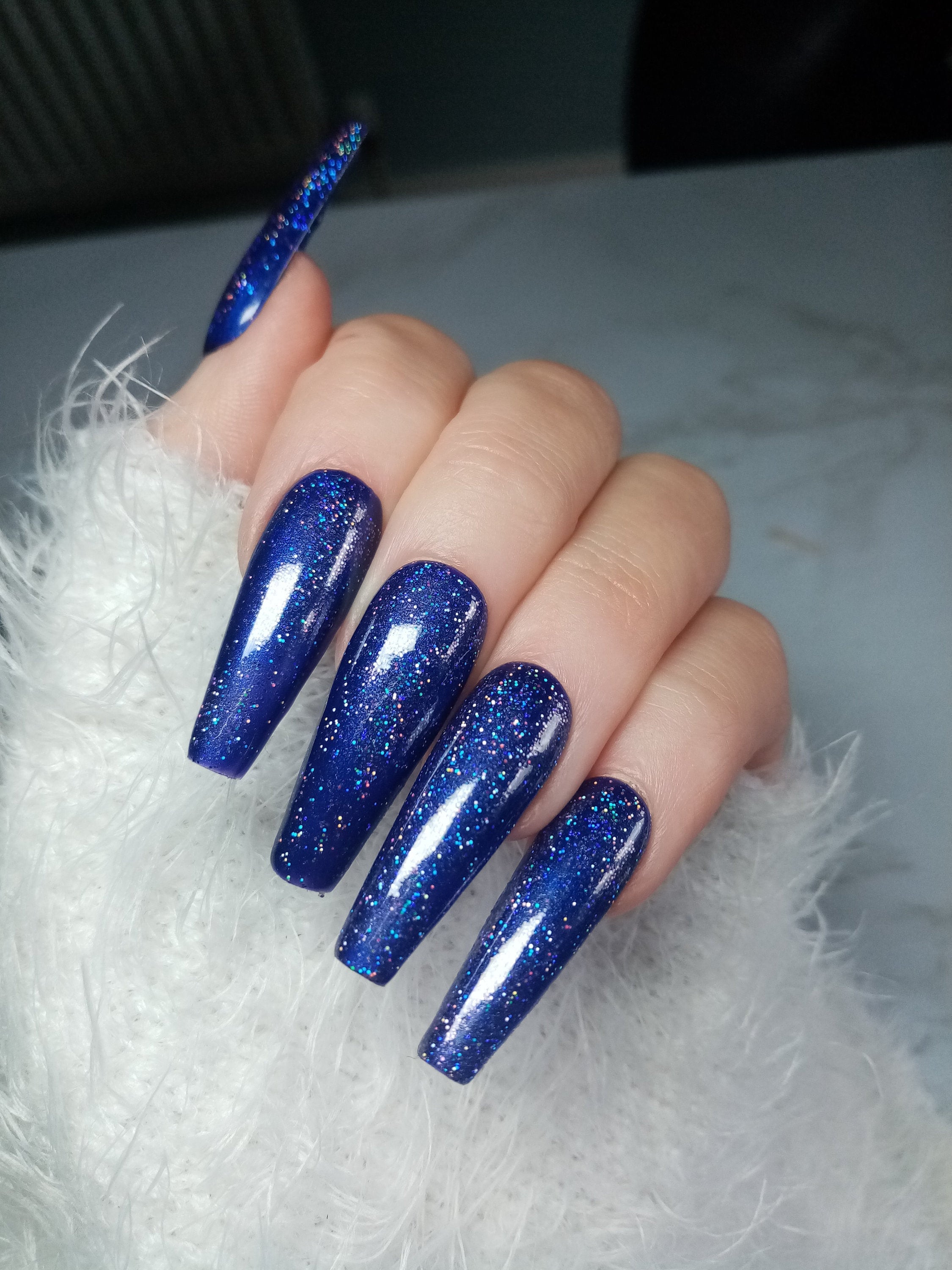 2025 Holographic Coffin Nails with Glitter