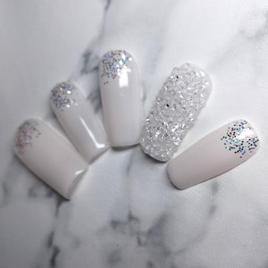 Medium Square Ivory Press on set/Bridal nails/Occasion nails/Prom nails/Wedding nails