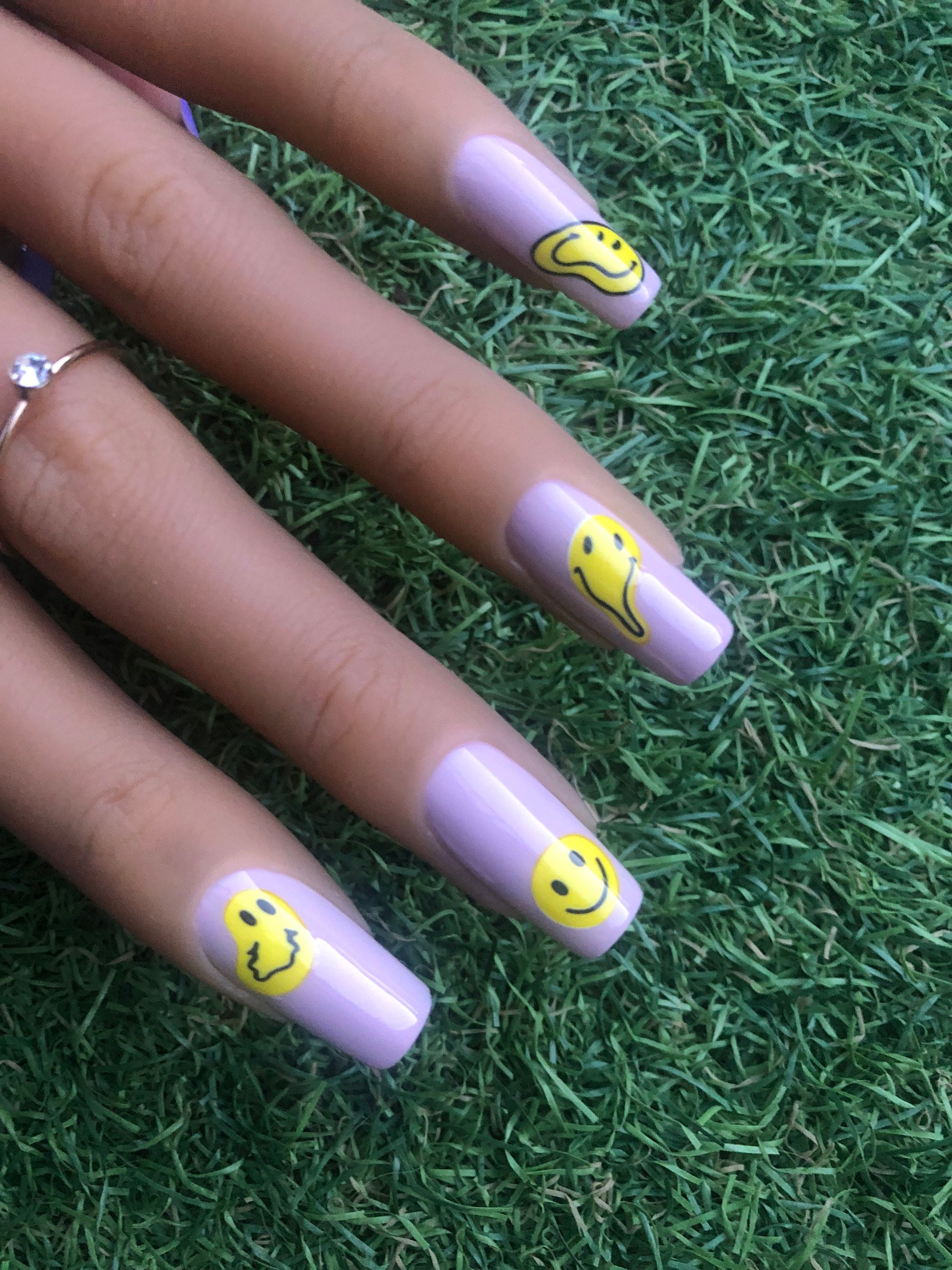 Medium Tapered Square Mix And Match Smiley Face Press On Nail Etsy Ireland