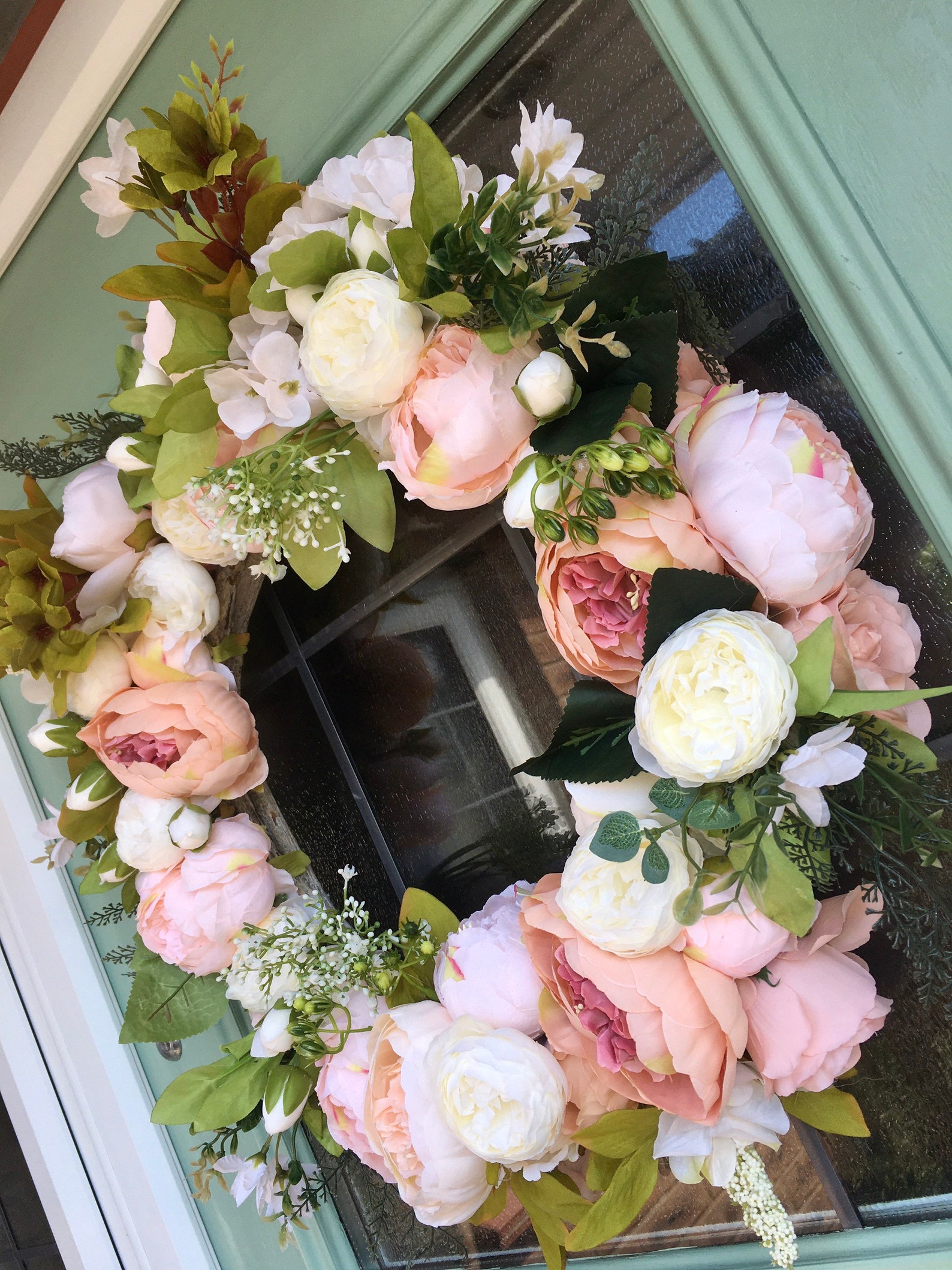 Light pink peony wreath Etsy