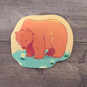 Meadow Bear Sticker / Bear Sticker / Vinyl Sticker / Journaling / Scrapbooking / Hydroflask /Hydroflask Sticker / Bear / Waterproof Sticker