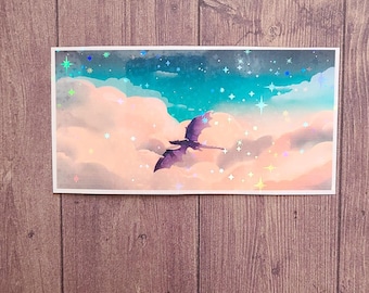 Dragon Sky Sticker / Fantasy Sticker / Vinyl Sticker / Journaling / Scrapbooking /Hydroflask Sticker / Book Sticker / Aesthetic Sticker