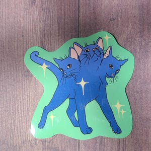 Purrberus / 猫ステッカー / 三頭猫 / ビニールステッカー / スクラップブッキング / Hydroflask / Hydroflask ステッカー / 不気味 / 黒猫ステッカー